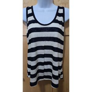 J.Crew Womens Black & White Striped Linen Tank Top Size S cottagecore